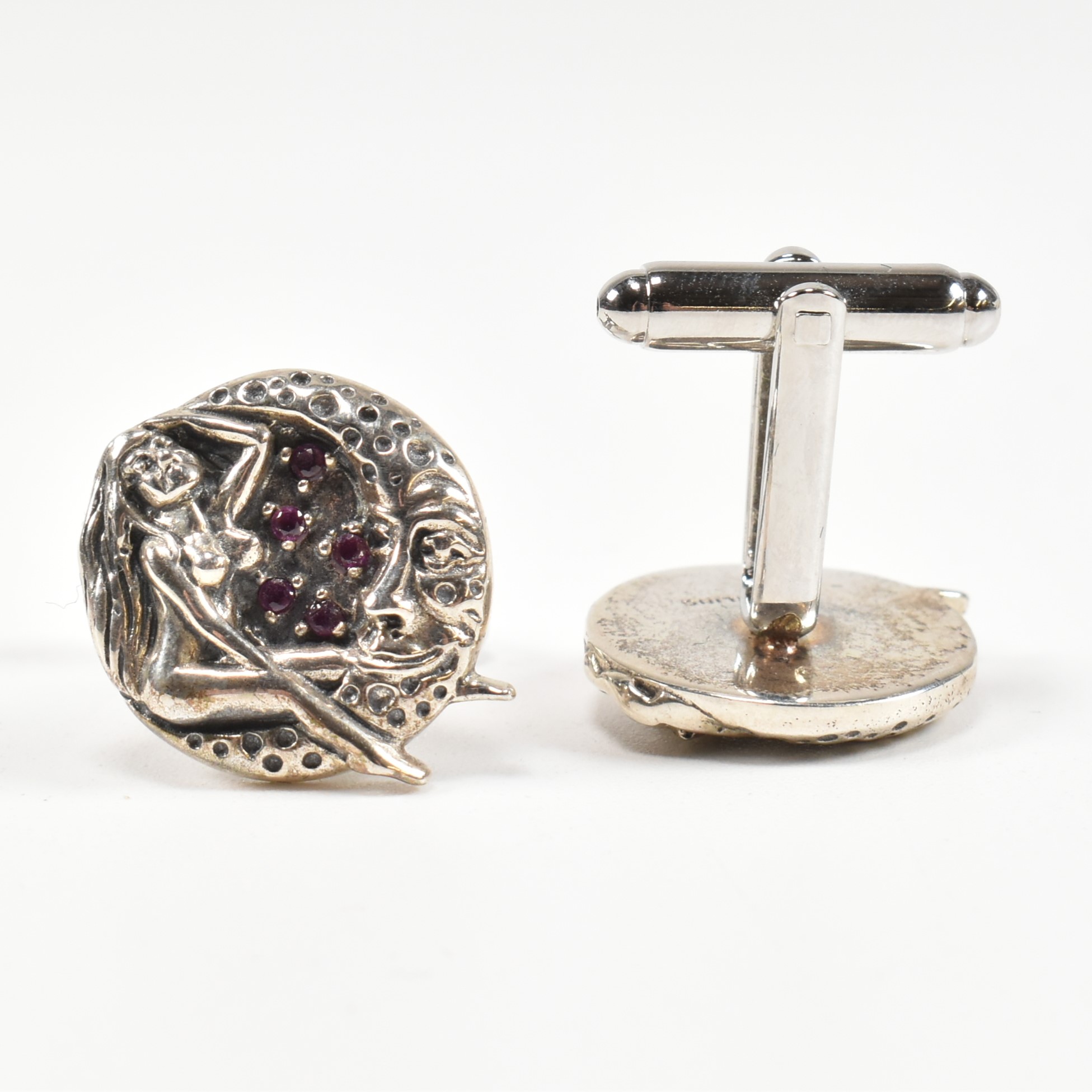 PAIR OF STERLING SILVER MAIDEN AND MOON CUFFLINKS - Image 4 of 4