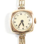 9CT GOLD DRESS WATCH WITH ROLLED GOLD STRAP