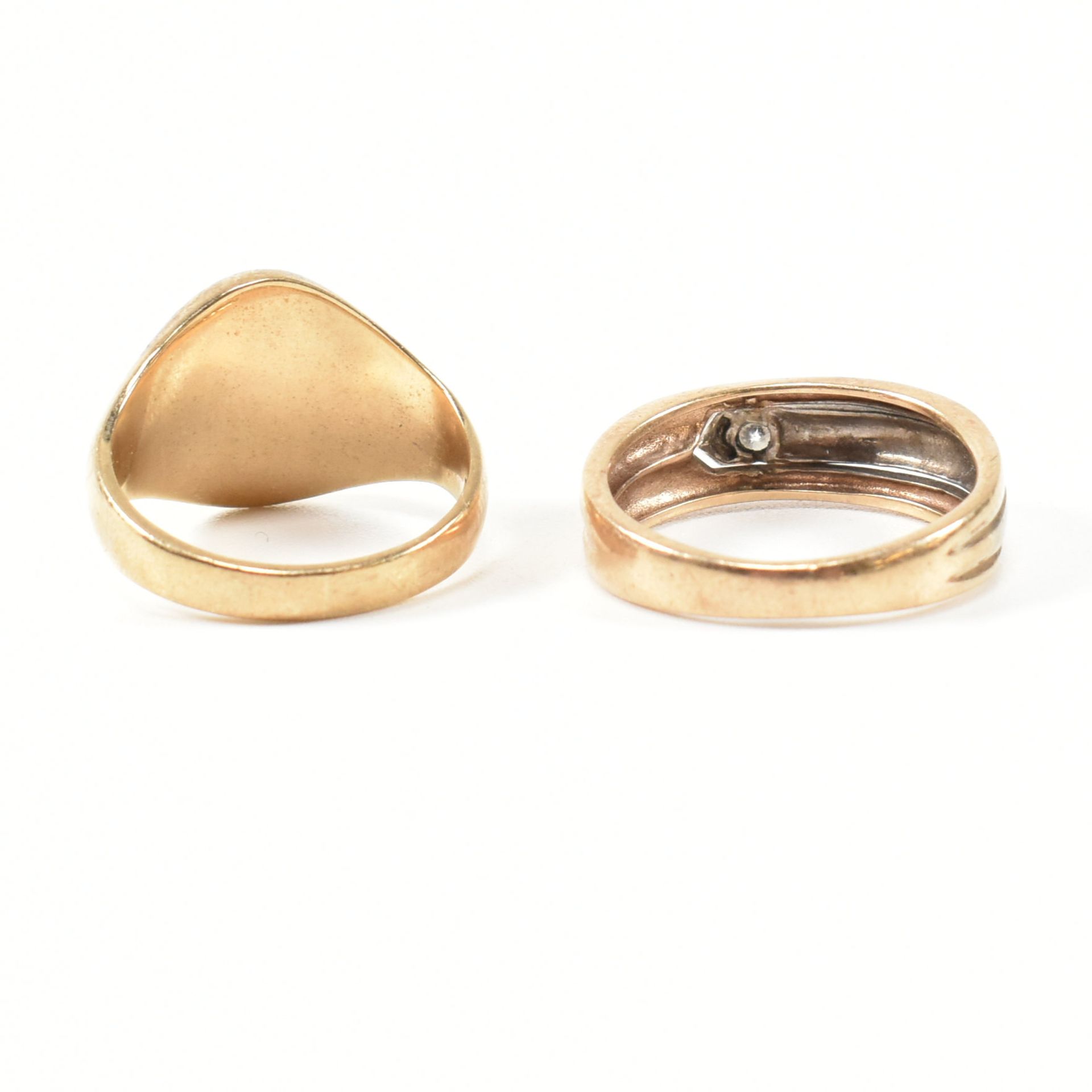HALLMARKED 9CT GOLD & DIAMOND RING & HALLMARKED 9CT GOLD SIGNET RING - Bild 4 aus 8