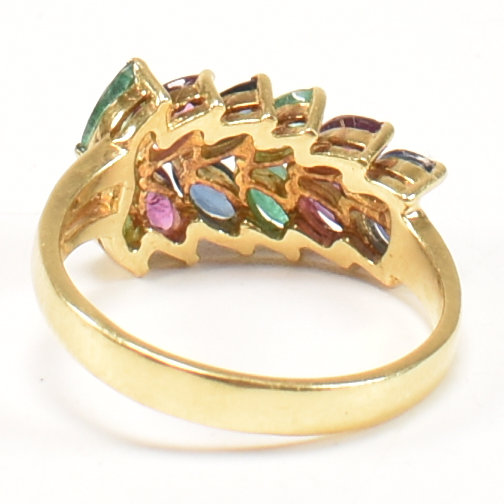 18CT GOLD EMERALD & SAPPHIRE & RUBY CLUSTER RING - Image 7 of 9