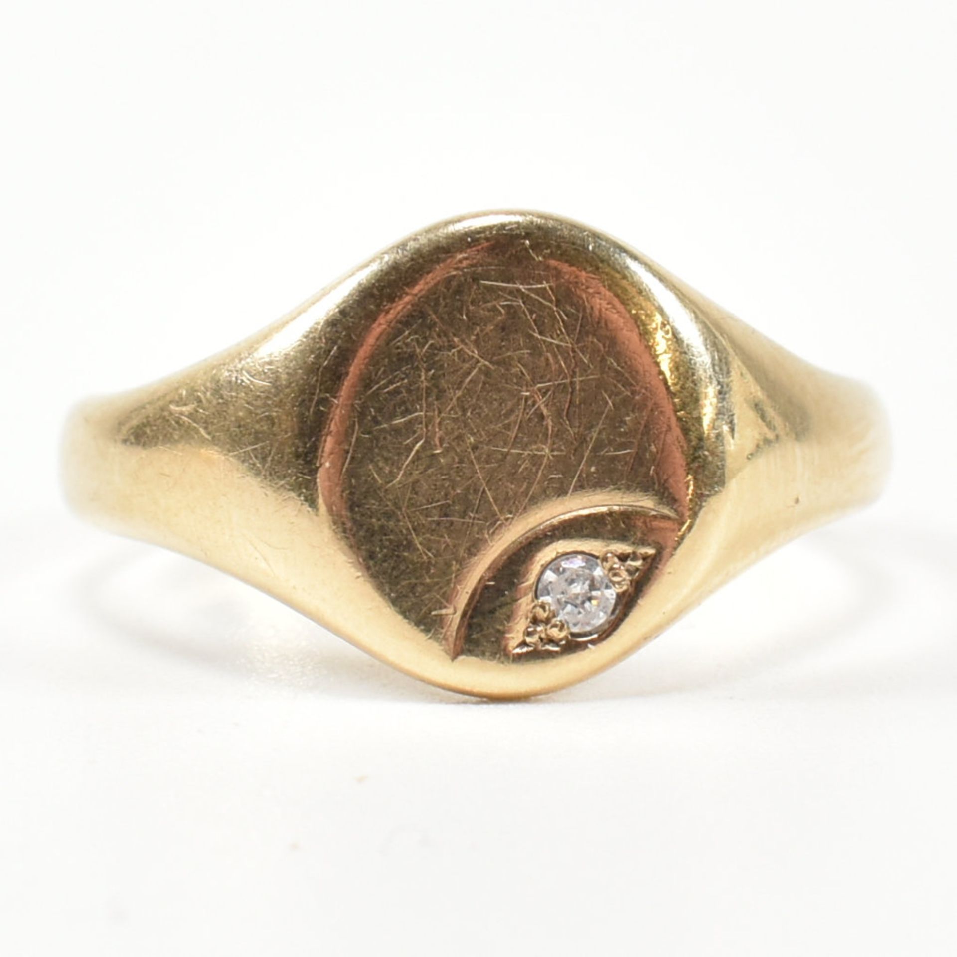 HALLMARKED 9CT GOLD & CZ SIGNET RING