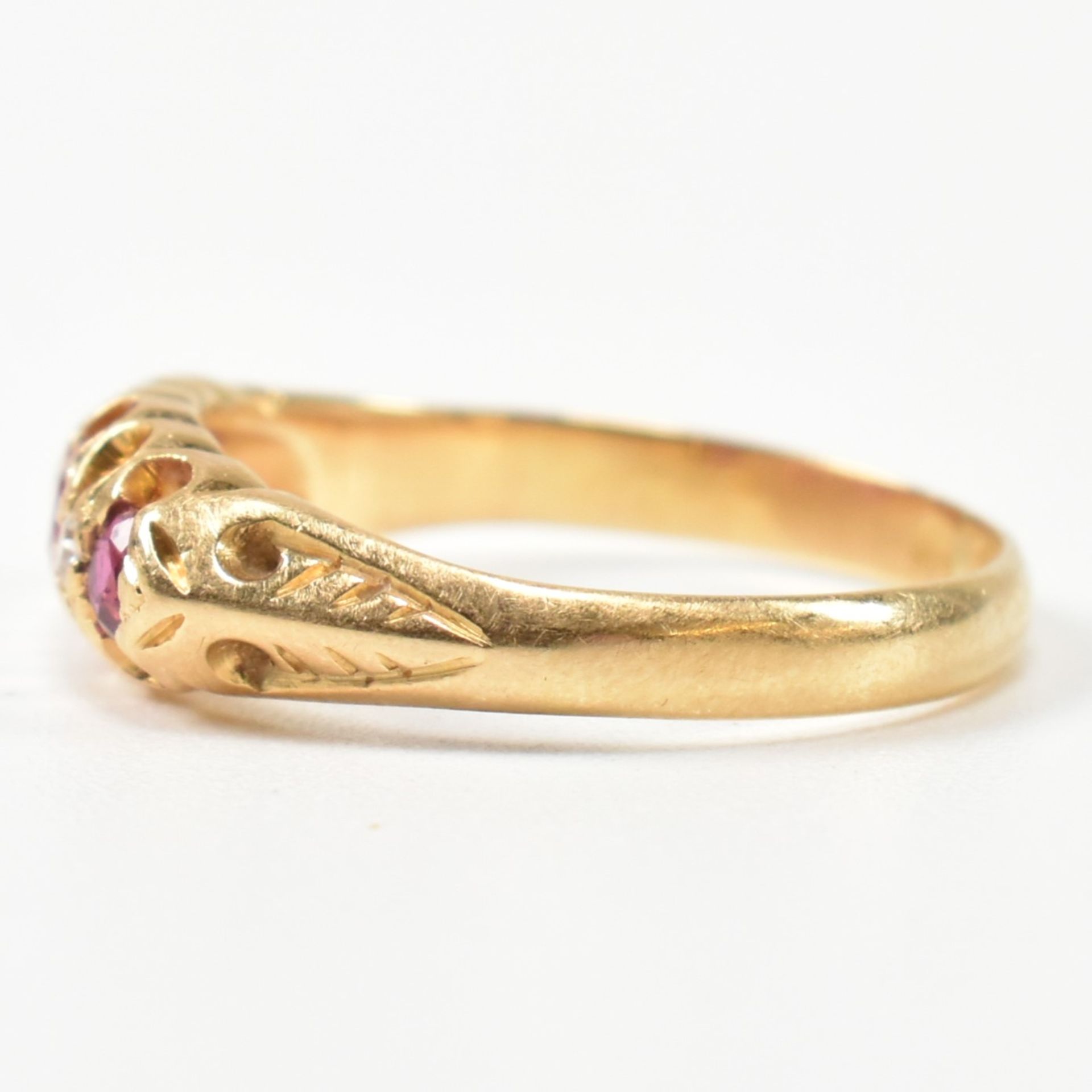 EARLY 20TH CENTURY HALLMARKED 18CT GOLD RUBY & DIAMOND GYPSY RING - Image 6 of 10