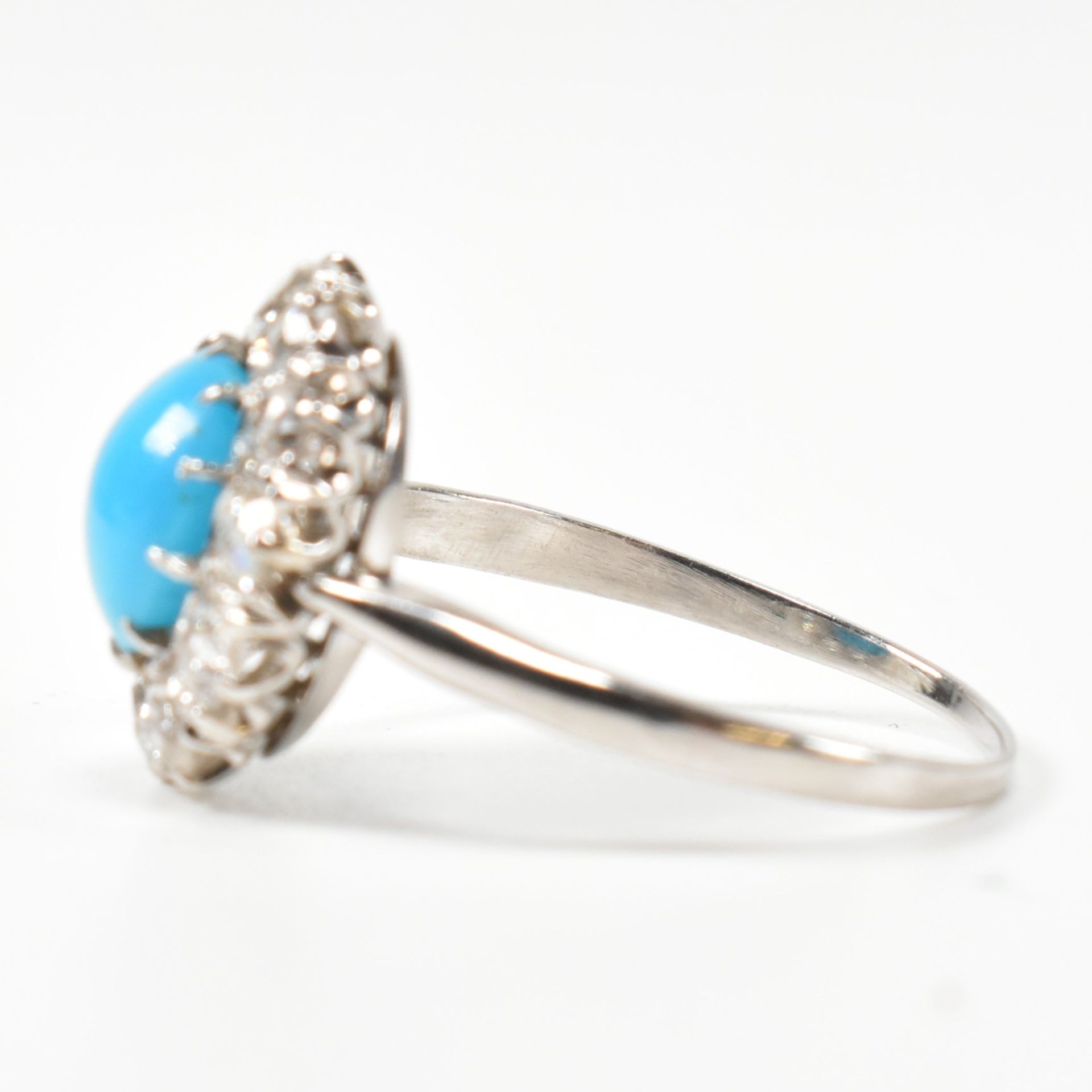 PLATINUM TURQUOISE & DIAMOND CLUSTER RING - Image 6 of 8