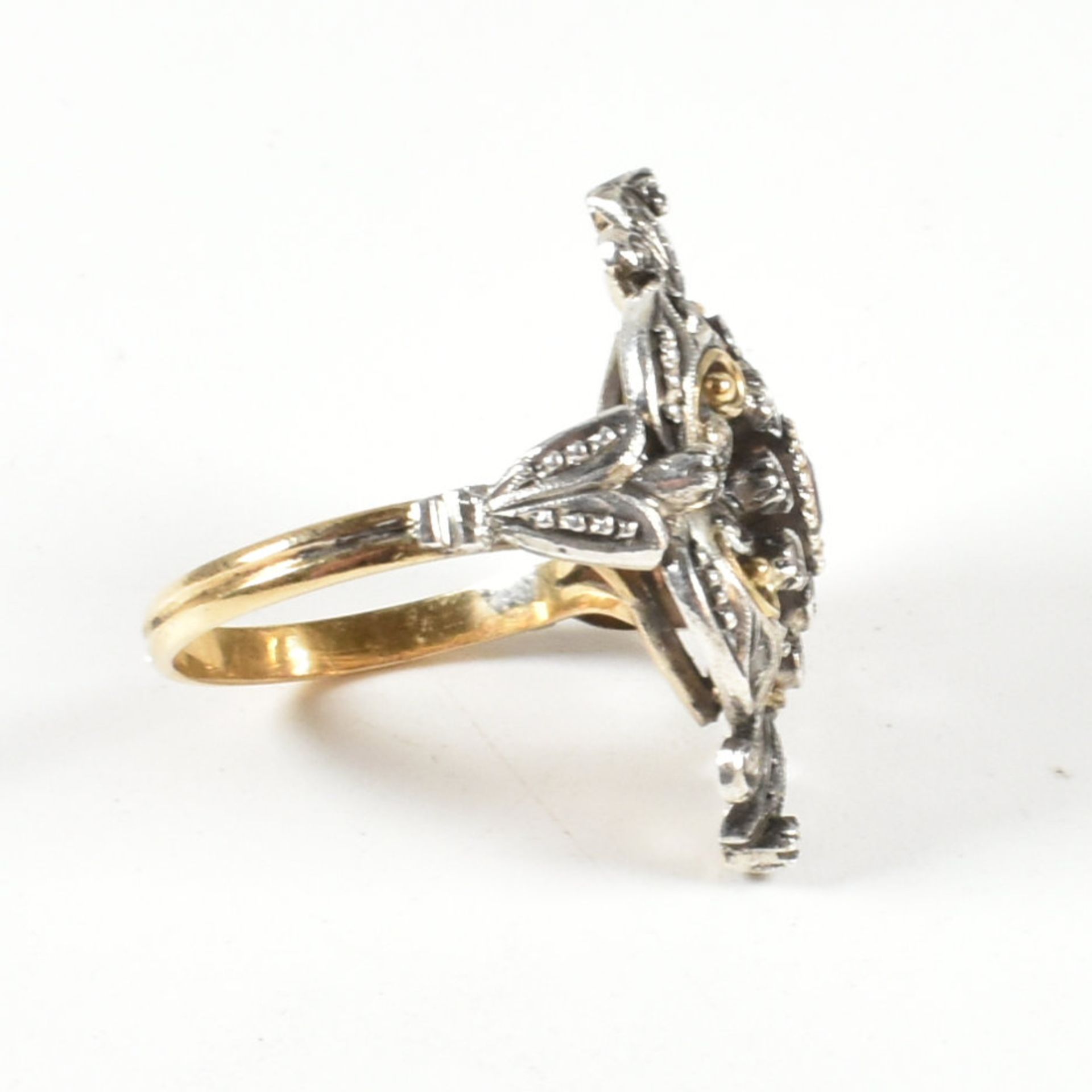 CONTINENTAL GOLD SILVER RUBY & DIAMOND CLUSTER RING - Bild 2 aus 6
