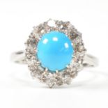 PLATINUM TURQUOISE & DIAMOND CLUSTER RING