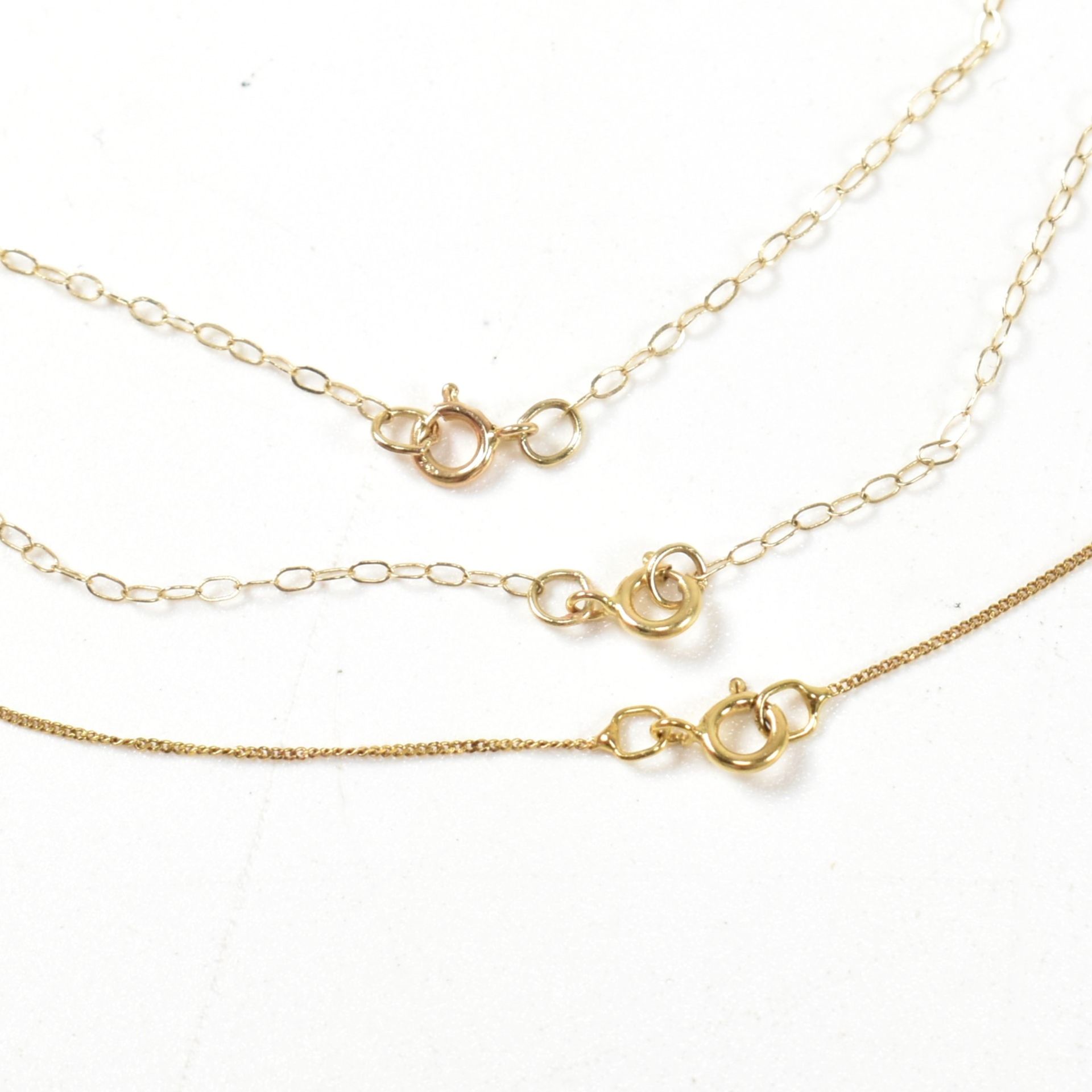 THREE 9CT GOLD DIAMOND & GEM SET CHAIN NECKLACES - Image 3 of 6