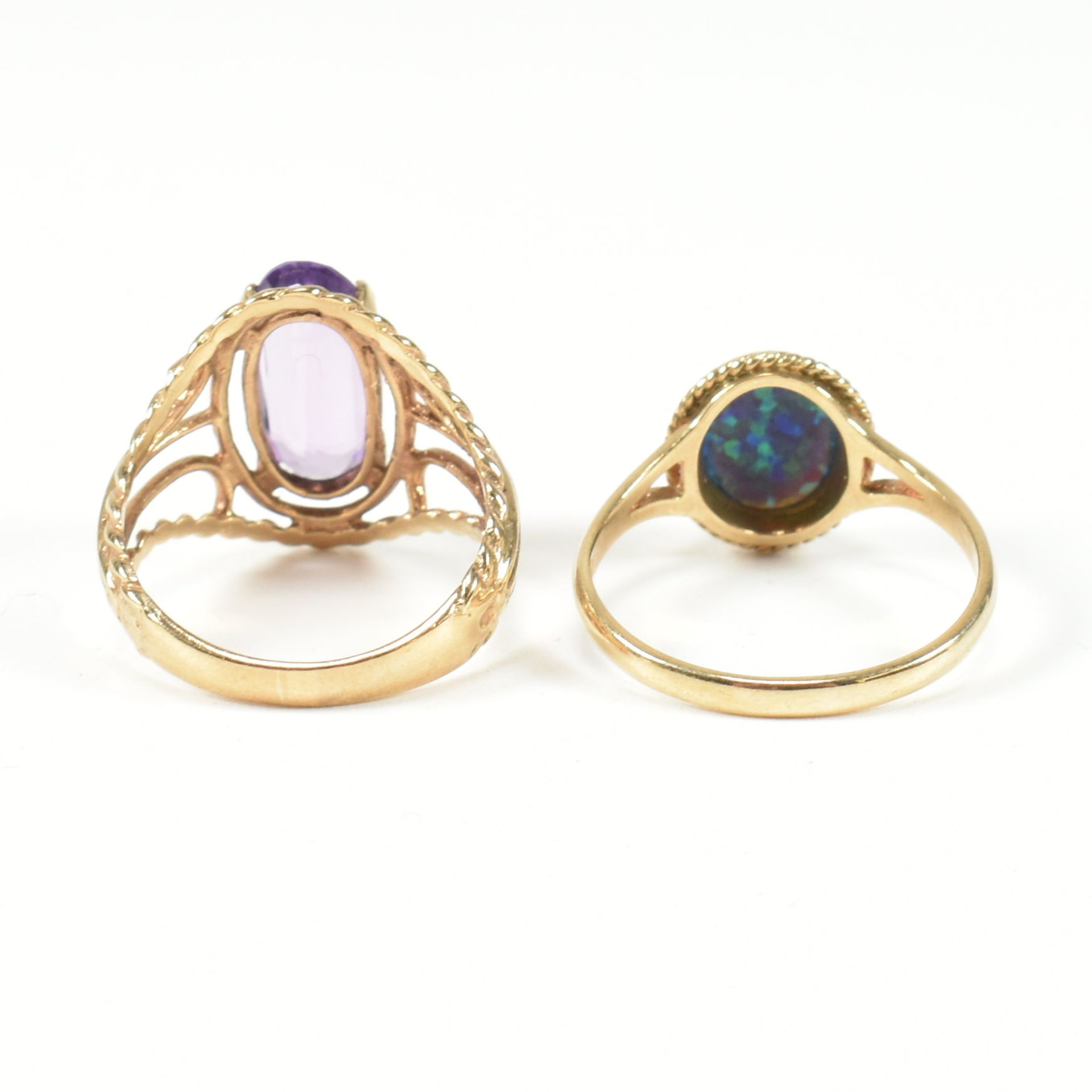 HALLMARKED 9CT GOLD & AMETHYST RING & HALLMARKED 9CT GOLD & SYNTHETIC OPAL RING - Bild 5 aus 8