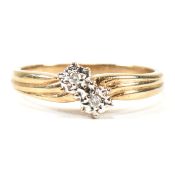 HALLMARKED 9CT GOLD & DIAMOND CROSSOVER RING