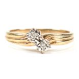 HALLMARKED 9CT GOLD & DIAMOND CROSSOVER RING