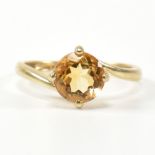 HALLMARKED 9CT GOLD & CITRINE CROSS OVER RING