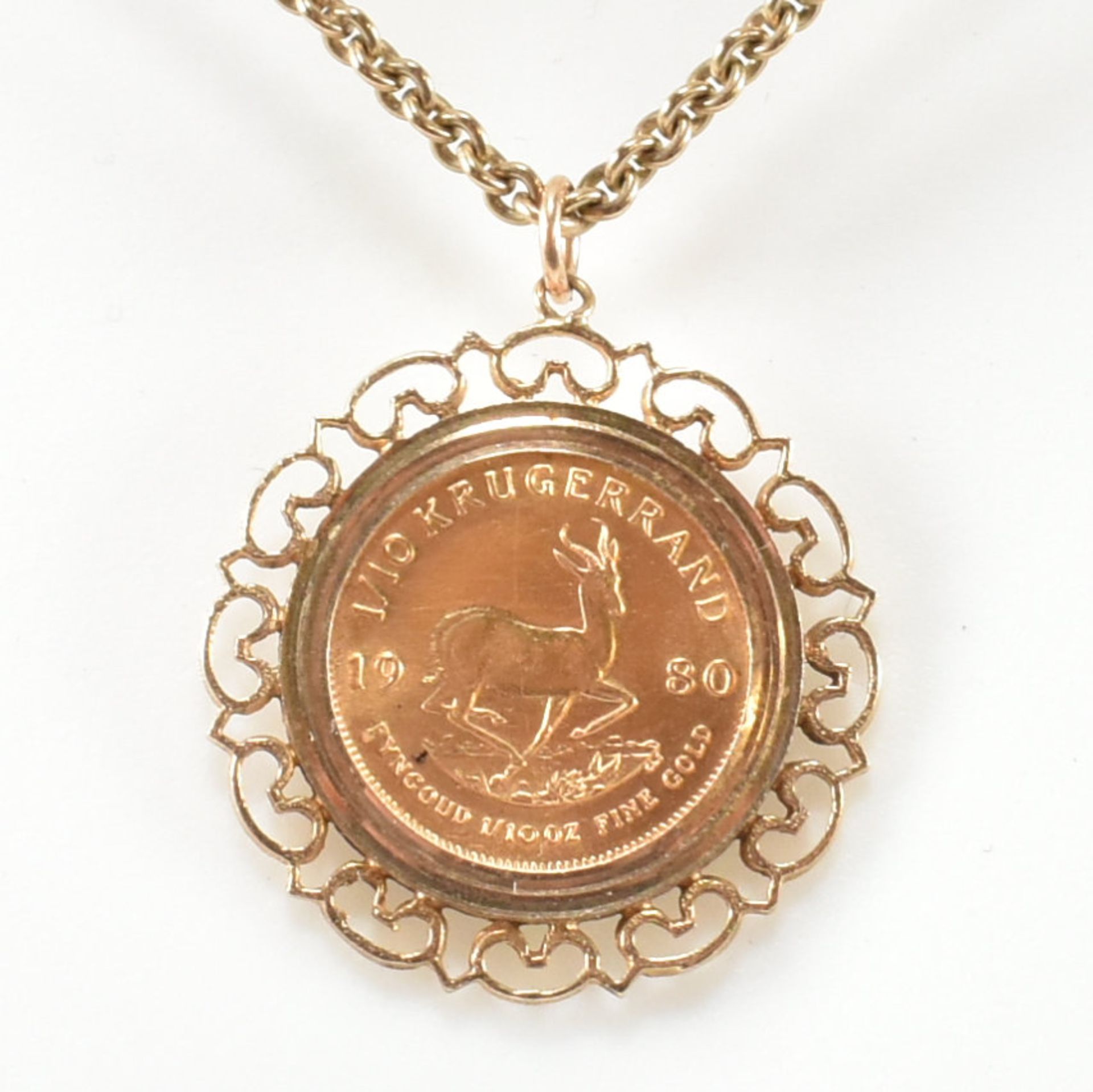 HALLMARKED 9CT GOLD MOUNTED 1/10 OZ KRUGERRAND NECKLACE - Bild 6 aus 6