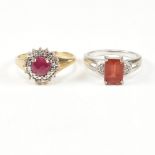 TWO 9CT GOLD & GEM SET DRESS RINGS