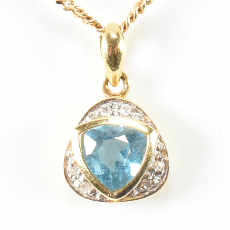 18CT GOLD TOPAZ & DIAMOND PENDANT NECKLACE - Image 2 of 6