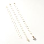 THREE 9CT GOLD DIAMOND & GEM SET CHAIN NECKLACES