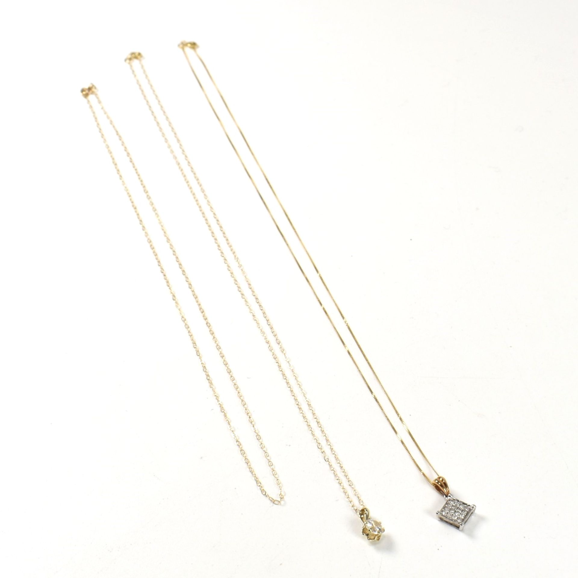 THREE 9CT GOLD DIAMOND & GEM SET CHAIN NECKLACES