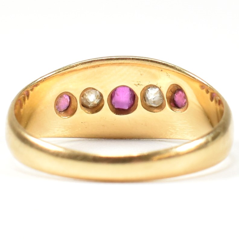 VICTORIAN HALLMARKED 18CT GOLD RUBY & DIAMOND GYPSY RING - Image 2 of 9