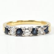 HALLMARKED 18CT GOLD DIAMOND & SAPPHIRE HALF HOOP RING