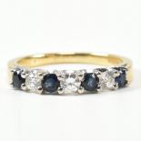 HALLMARKED 18CT GOLD DIAMOND & SAPPHIRE HALF HOOP RING