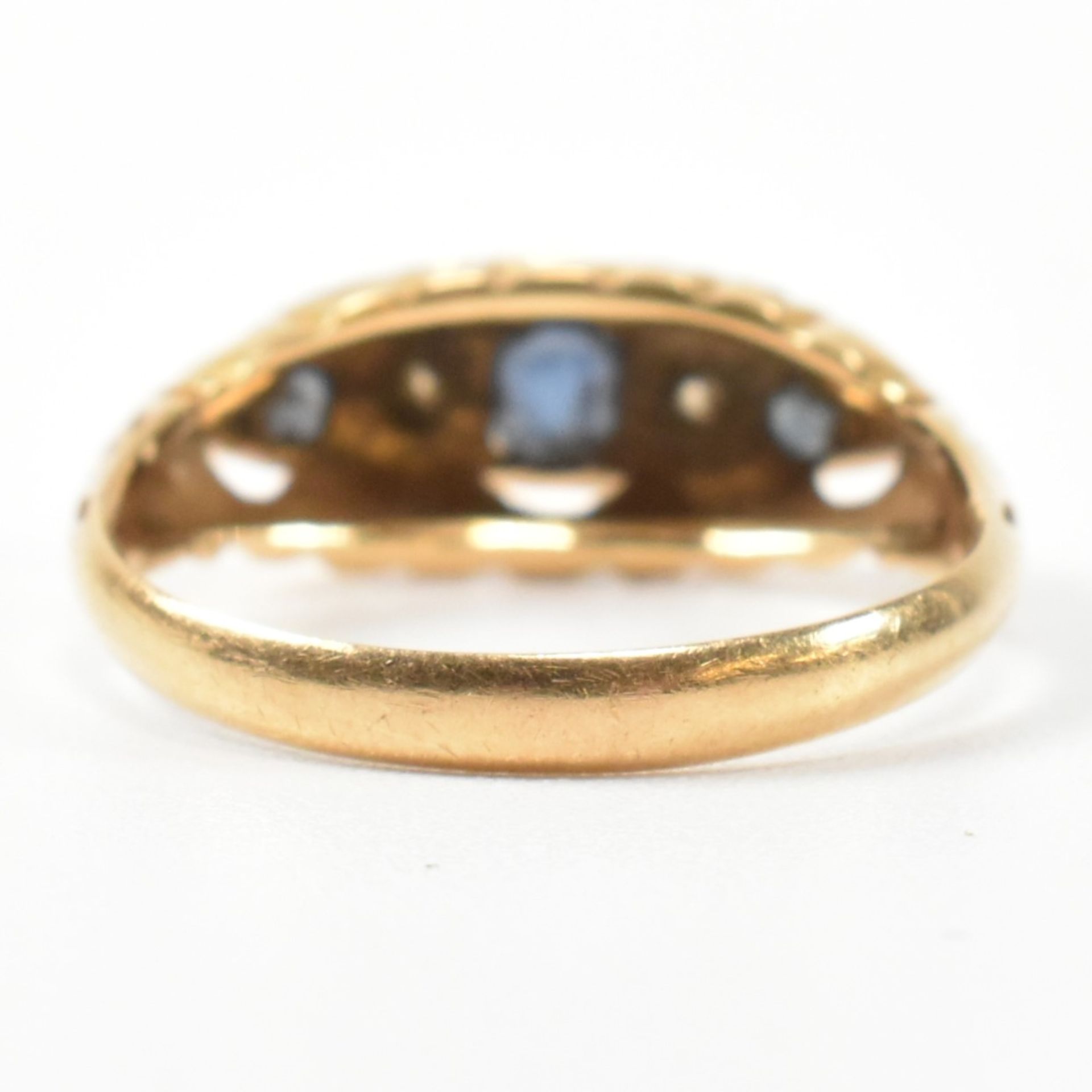 EDWARDIAN HALLMARKED 18CT GOLD SAPPHIRE & DIAMOND BOAT RING - Bild 4 aus 10