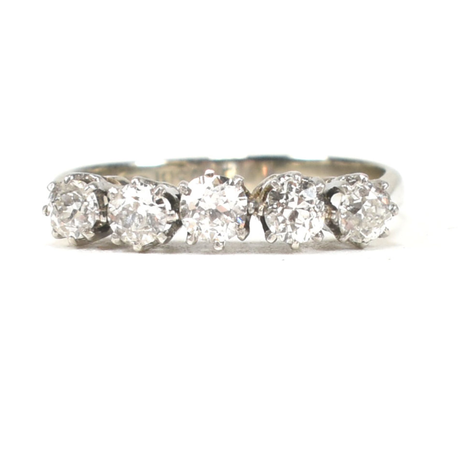 18CT WHITE GOLD & PLATINUM DIAMOND FIVE STONE RING