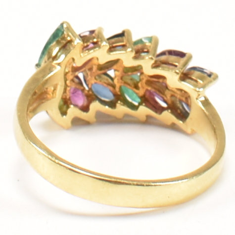 18CT GOLD EMERALD & SAPPHIRE & RUBY CLUSTER RING - Image 6 of 9