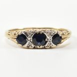 HALLMARKED 9CT GOLD DIAMOND & SAPPHIRE HALF HOOP RING