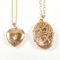 TWO HALLMARKED 9CT GOLD LOCKET PENDANT NECKLACES
