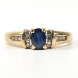 HALLMARKED 9CT GOLD SAPPHIRE & DIAMOND RING