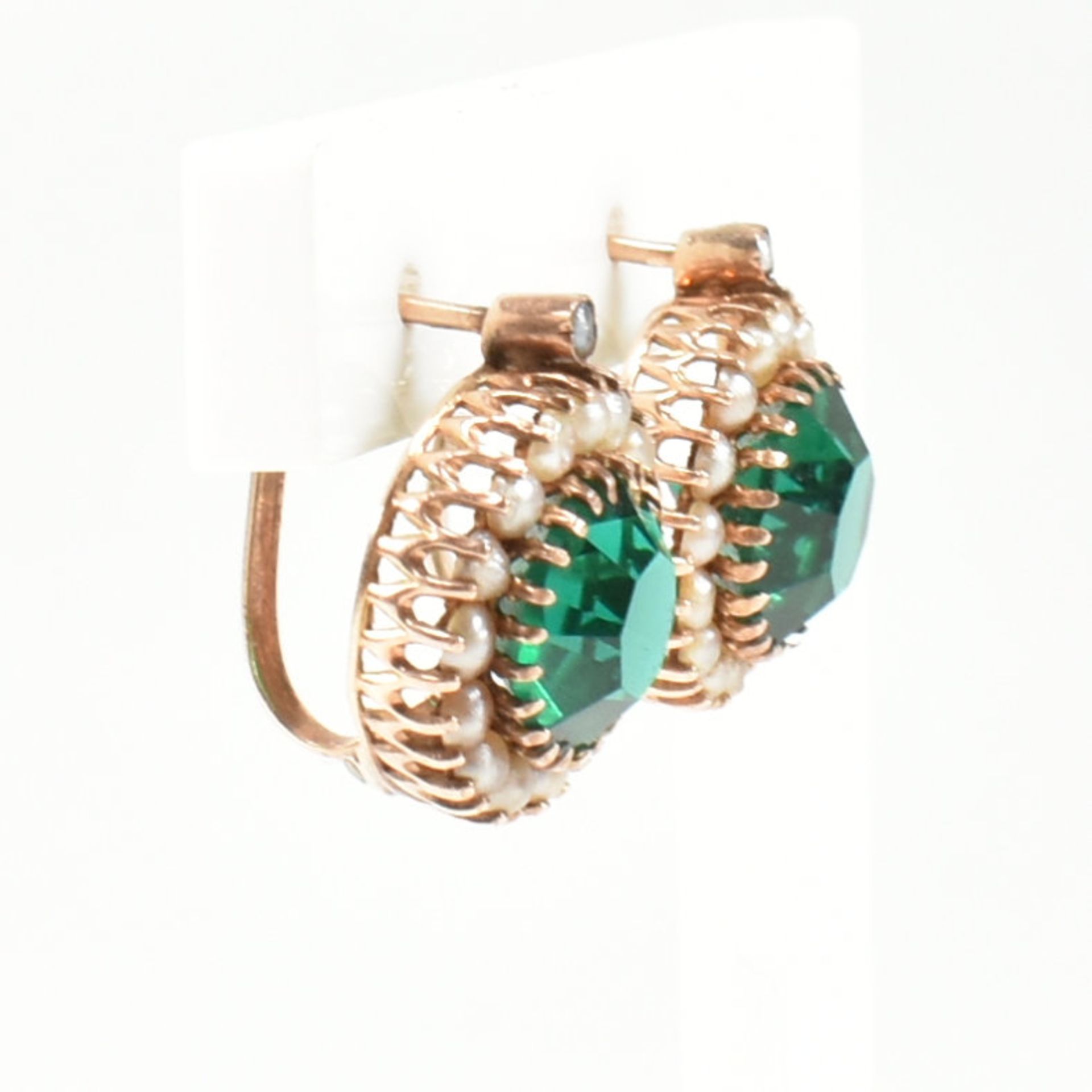 GOLD PEARL & GREEN PASTE EARRINGS - Image 6 of 7