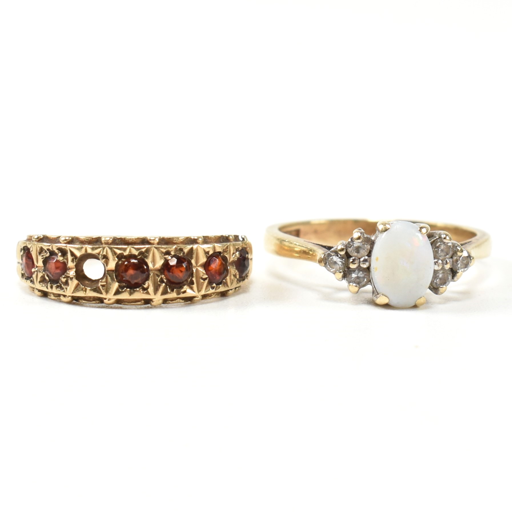 TWO HALLMARKED GOLD & GEM SET RINGS