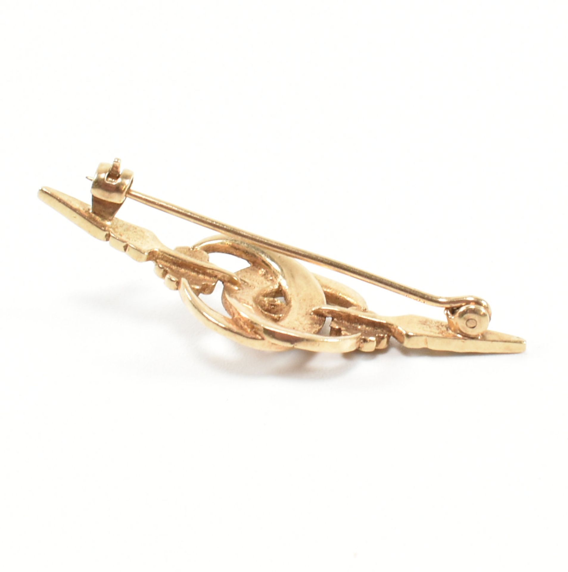 HALLMARKED 9CT GOLD SAPPHIRE & DIAMOND & SEED PEARL BROOCH PIN - Image 3 of 7