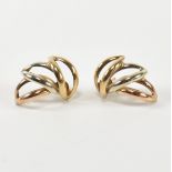 PAIR OF HALLMARKED 9CT GOLD THREE TONE WREATH EARRINGS