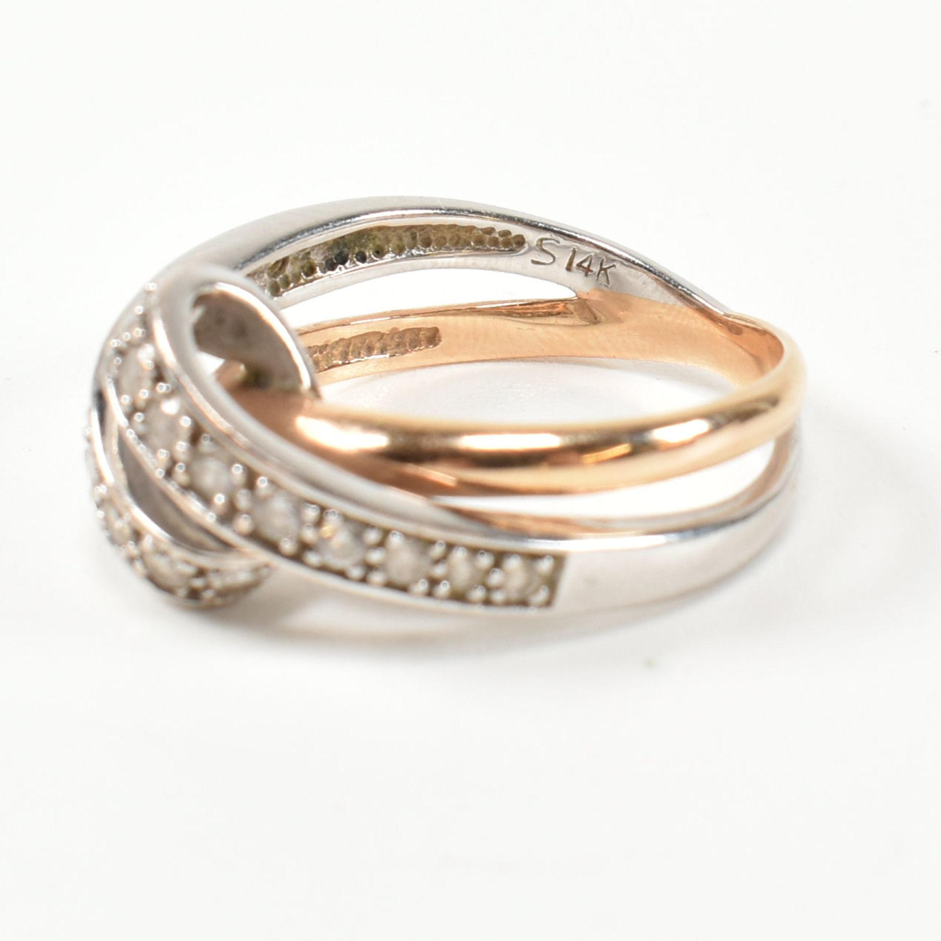 14CT WHITE & ROSE GOLD & CZ TWIST RING - Image 8 of 9