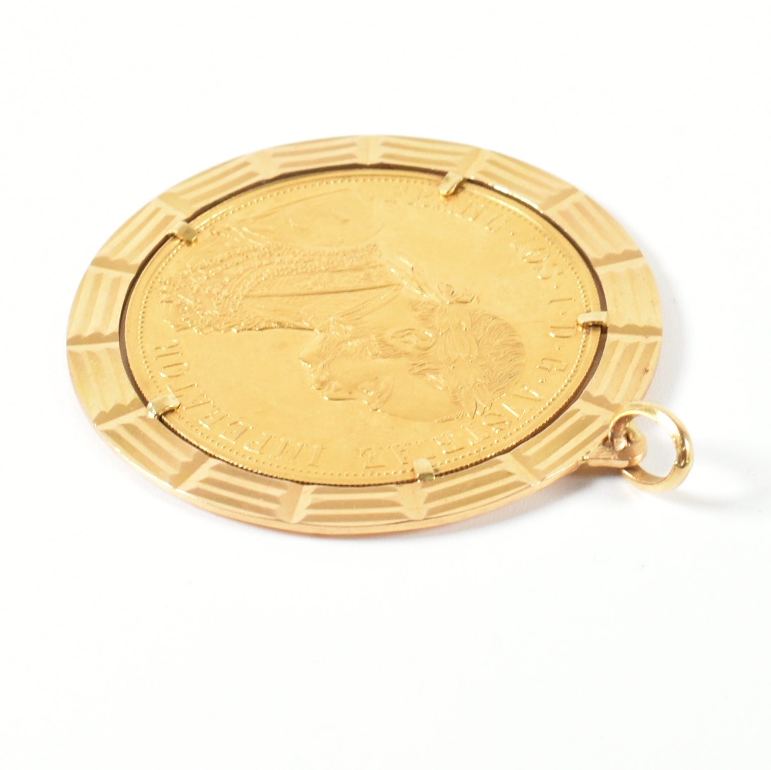 18CT GOLD MOUNTED AUSTRIAN 4 DUCAT COIN RESTRIKE PENDANT - Image 3 of 4