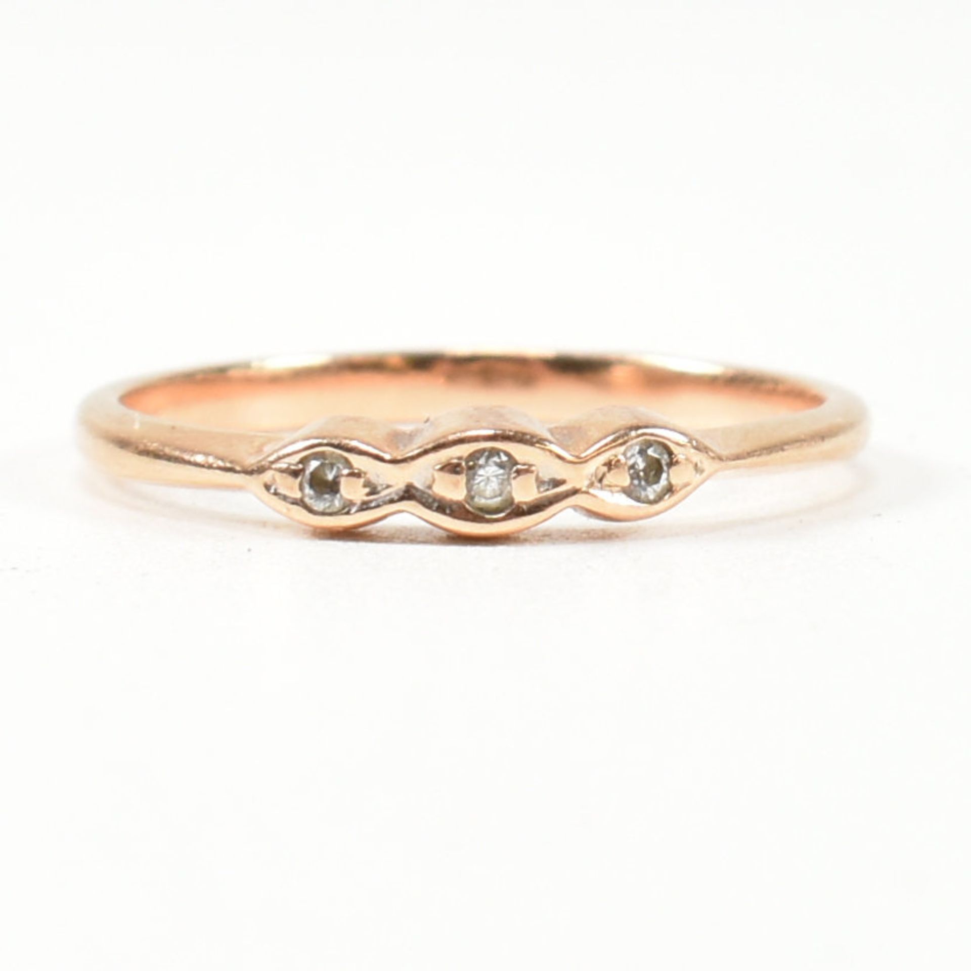 HALLMARKED 14CT ROSE GOLD & WHITE STONE RING