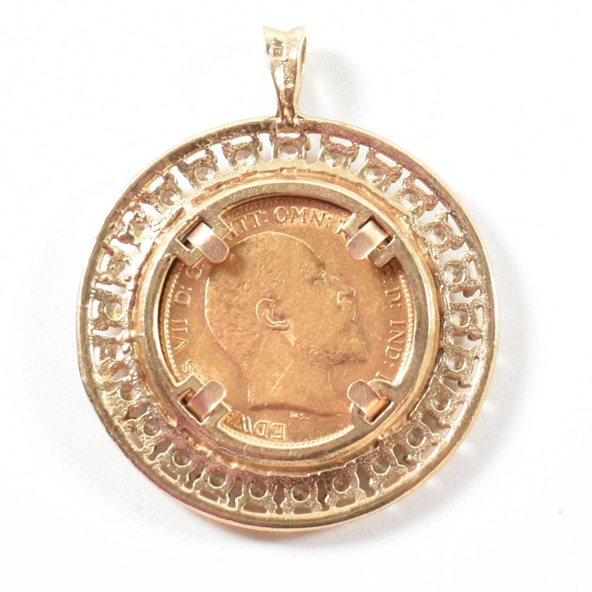 HALLMARKED 9CT GOLD HALF SOVERIEGN MOUNTED PENDANT 1906 - Image 2 of 4