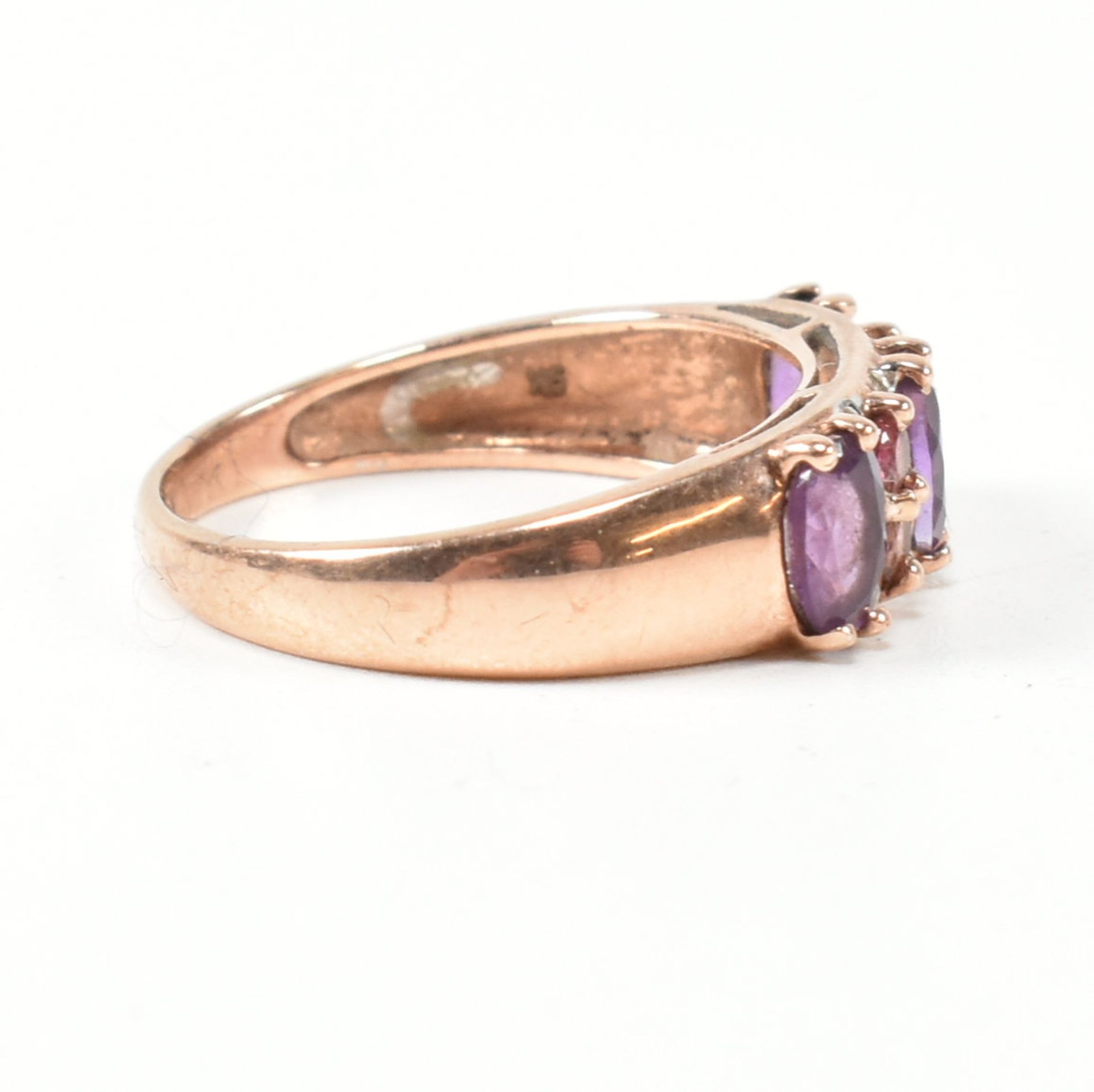 HALLMARKED 9CT ROSE GOLD DIAMOND AMETHYST & TOURMALINE RING - Image 2 of 6