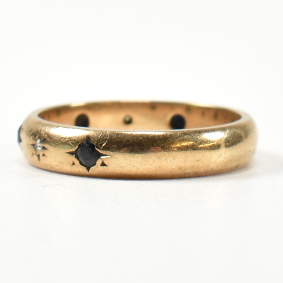 HALLMARKED 9CT GOLD SAPPHIRE & DIAMOND BAND RING - Image 8 of 10