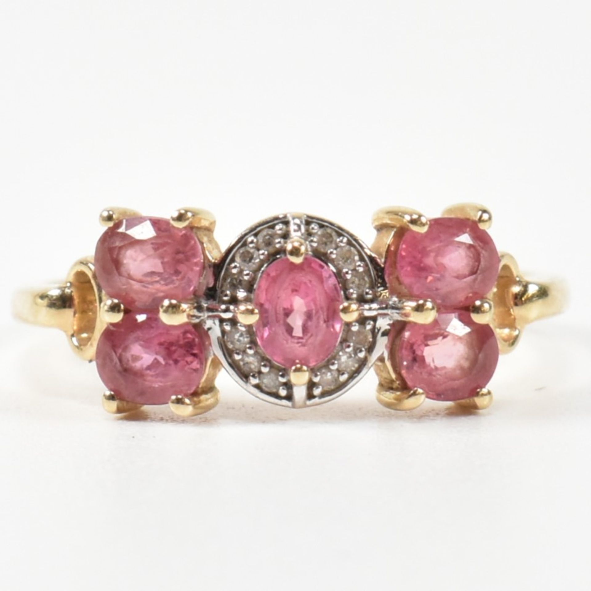 HALLMARKED 9CT GOLD PINK SAPPHIRE & DIAMOND RING