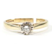 HALLMARKED 9CT GOLD & DIAMOND SOLITAIRE RING