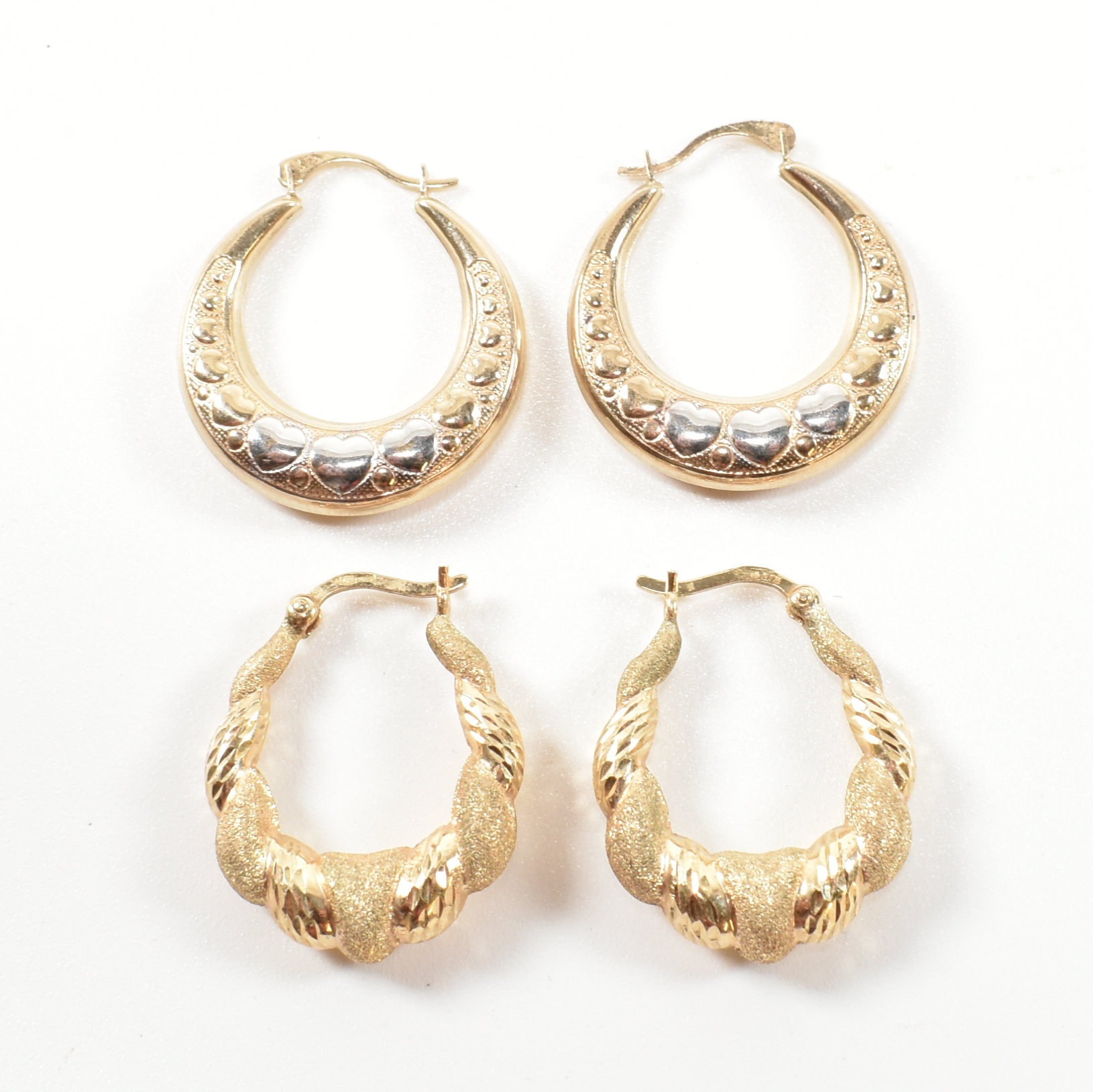 TWO PAIRS OF 9CT GOLD HOOP EARRINGS