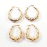 TWO PAIRS OF 9CT GOLD HOOP EARRINGS