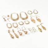 COLLECTION OF 9CT GOLD HOOP & PENDANT EARRINGS