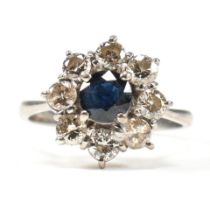 18CT GOLD SAPPHIRE & DIAMOND CLUSTER RING