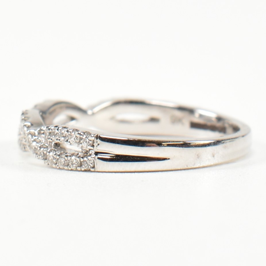 HALLMARKED 9CT GOLD & DIAMOND CROSSOVER RING. - Image 5 of 8