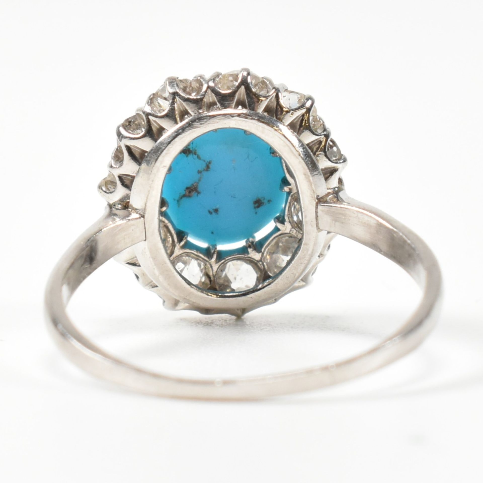 PLATINUM TURQUOISE & DIAMOND CLUSTER RING - Bild 2 aus 8