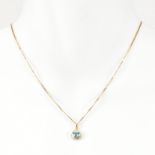 18CT GOLD TOPAZ & DIAMOND PENDANT NECKLACE