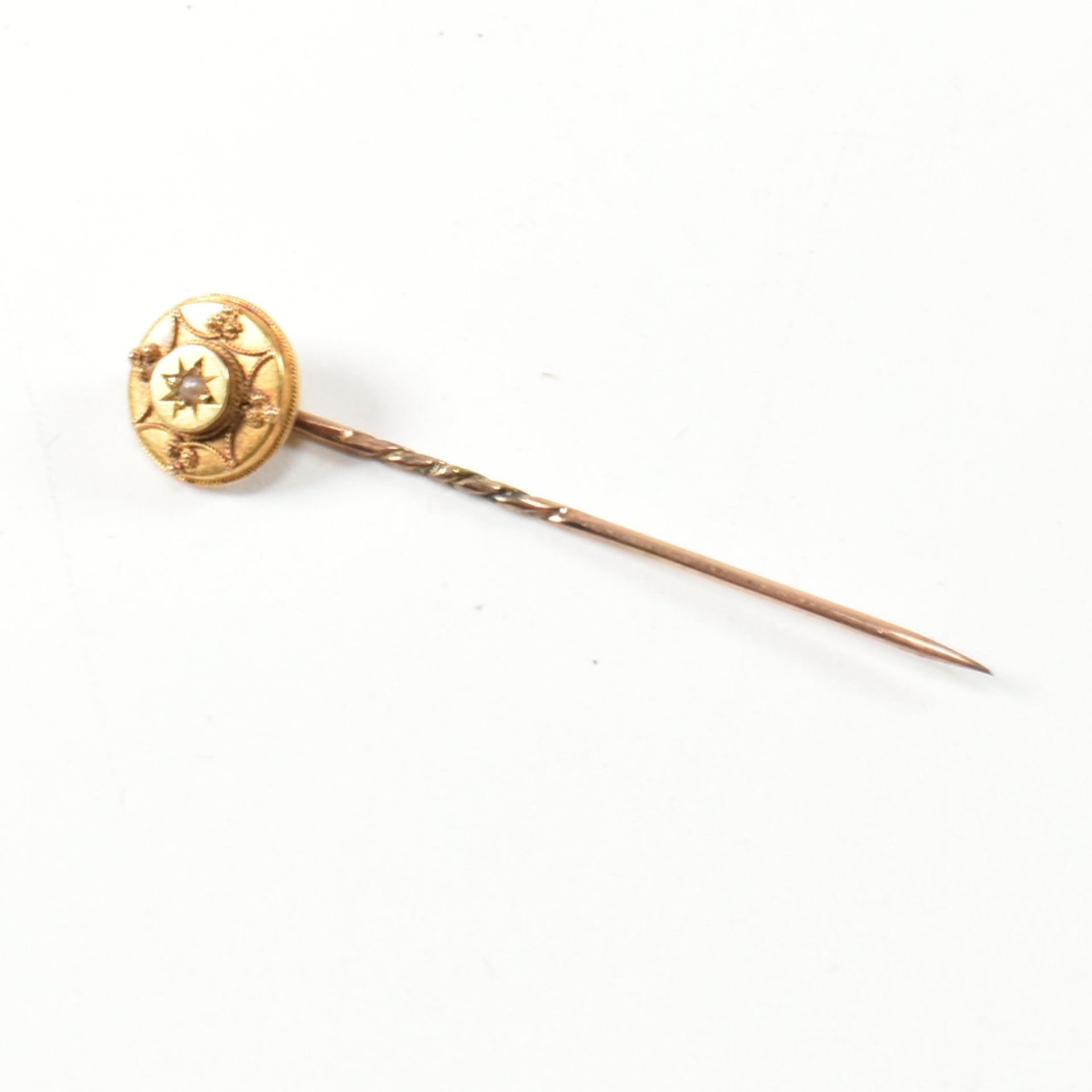 19TH CENTURY 15CT GOLD & GEM SET BROOCH PIN & STICK PIN - Image 2 of 6