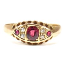 EDWARDIAN 18CT GOLD RUBY & DIAMOND RING