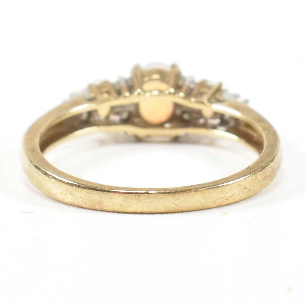 HALLMARKED 9CT GOLD OPAL & DIAMOND THREE STONE RING - Image 5 of 7